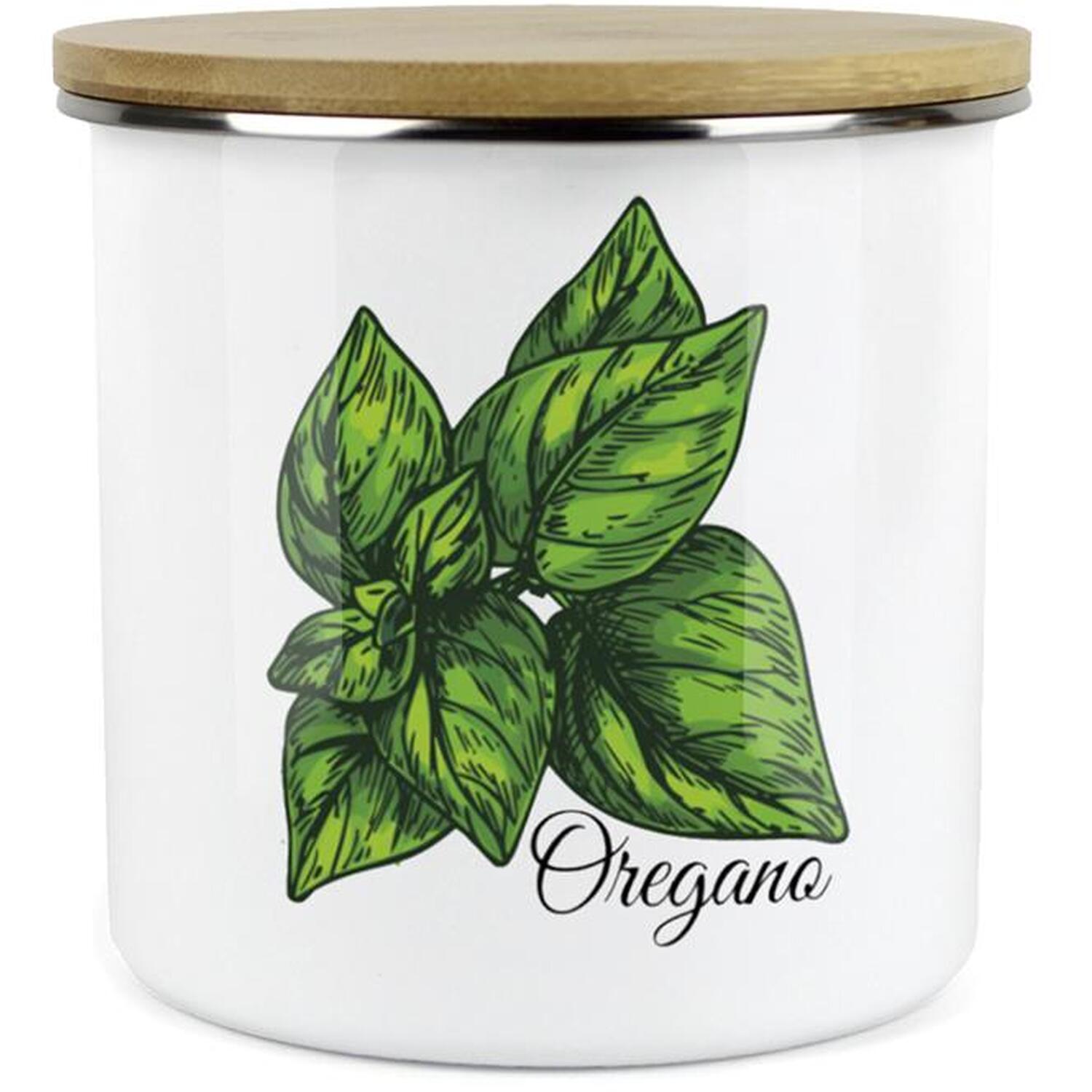 B&Q -  Oregano Herb JarMini Storage CanisterCooking Herbs Metal Enamel Food Storage Container - Image 3