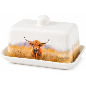 Highland Cow Butter Storage Dish With Lid Holds 250g Block Of Butter