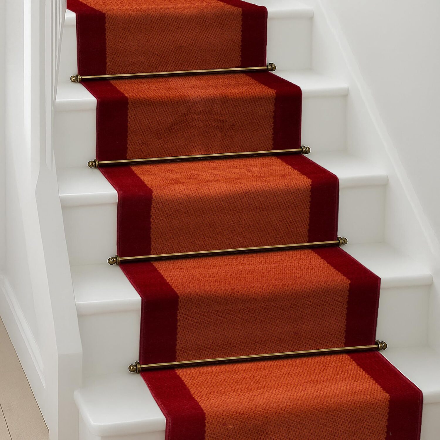 Bravich LTD Bordered Traditional Hallway Runner Rug Non Slip Low Pile in Terracotta | Size: 60 cm x 360 cm