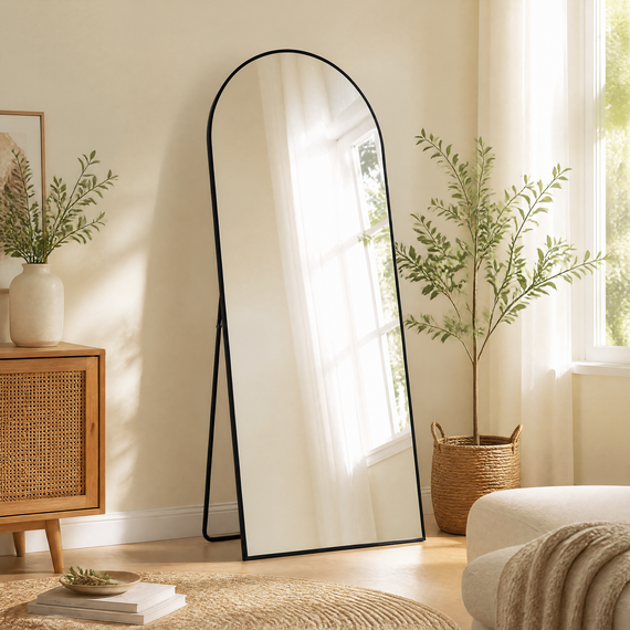 SONGMICS Full Length Mirror, Arched Floor Mirror