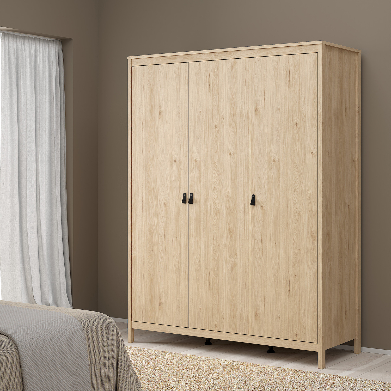 Rackhams Brown Barcelona Wardrobe With 3 Doors In Jackson Hickory Oak - Malemine - 1 - Image 2