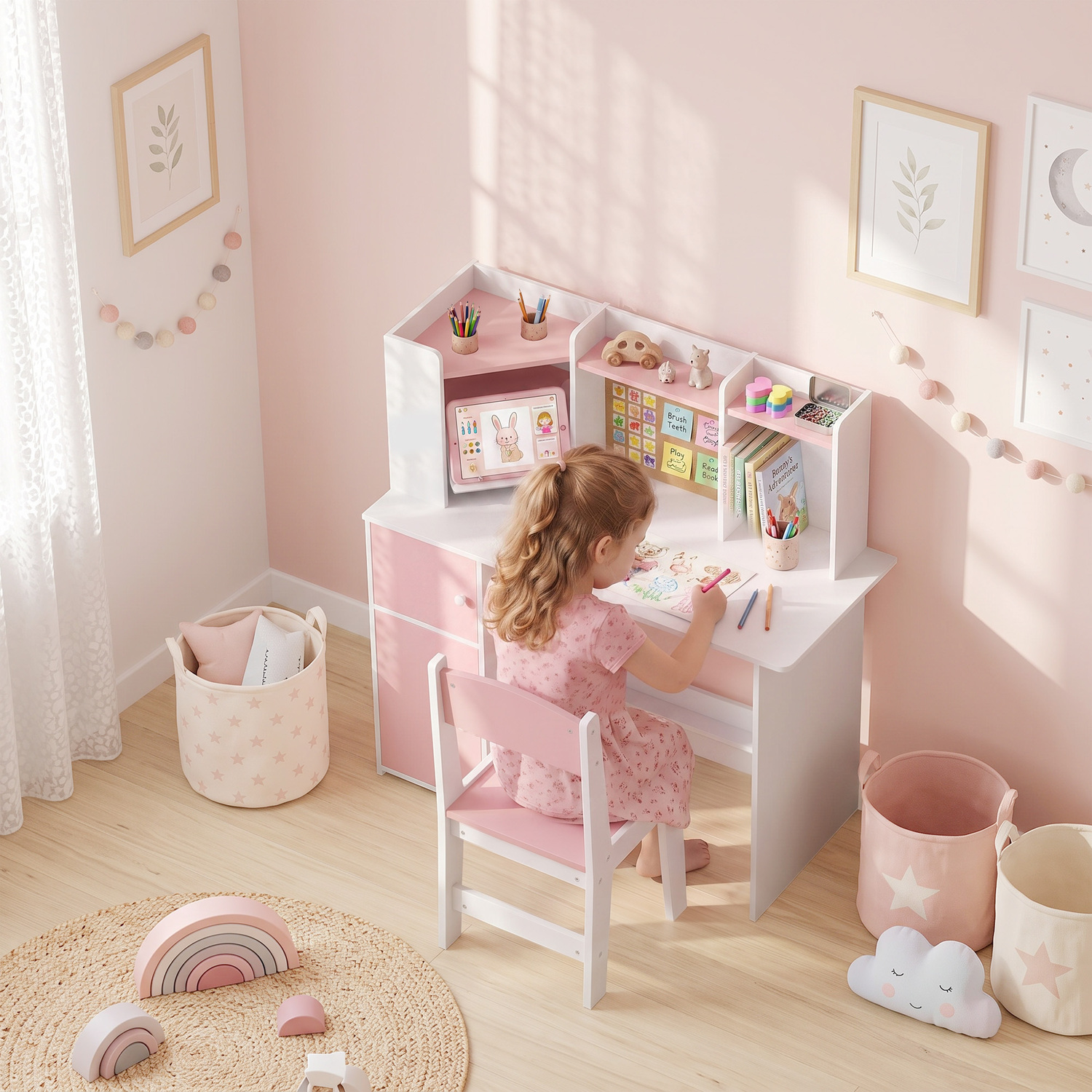 Aiyaplay Kids Study Desk With Chair312 164V00pk - Pink