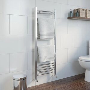 Heatsync Bathroom Heated Towel Rail Radiator Curved Chrome 1200x450mm
