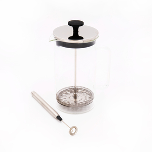 La Cafetière 8 Cup Glass Cafetière and Handheld Milk Frother Set