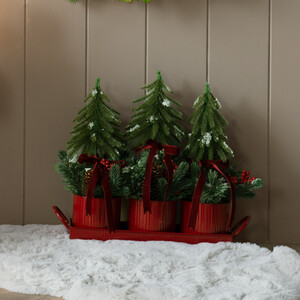Red Bow Trio Potted Trees