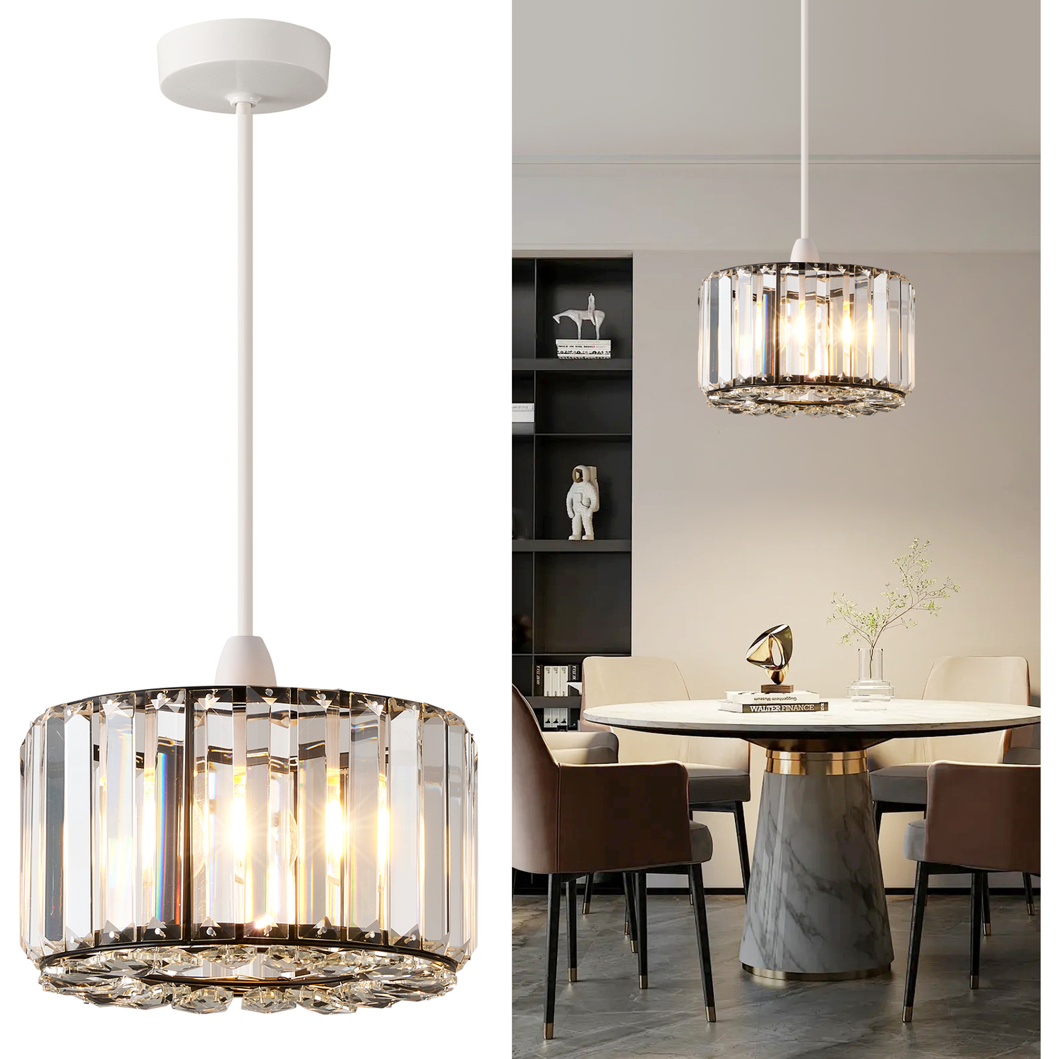 HARPER LIVING Easy Fit Pendant Shade, Matt Black Ceiling Light Shade with Diameter 23cm - Modern Lampshade for Bedroom, Kitchen, Living Room - Image 4