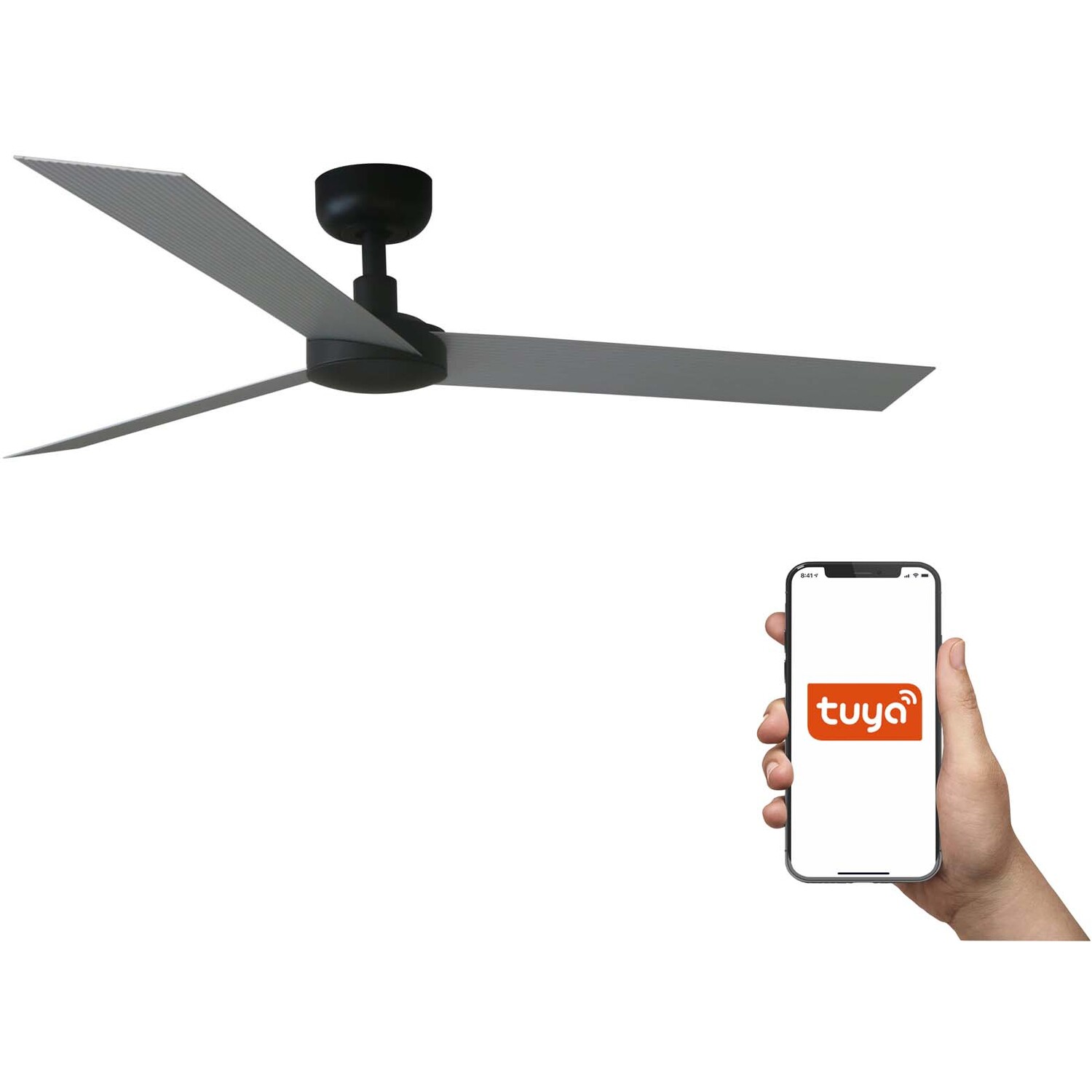 B&Q - Luminosa Cruiser Large 3 Blade Ceiling Fan Matt BlackAluminium Tuya Smart System - Image 2