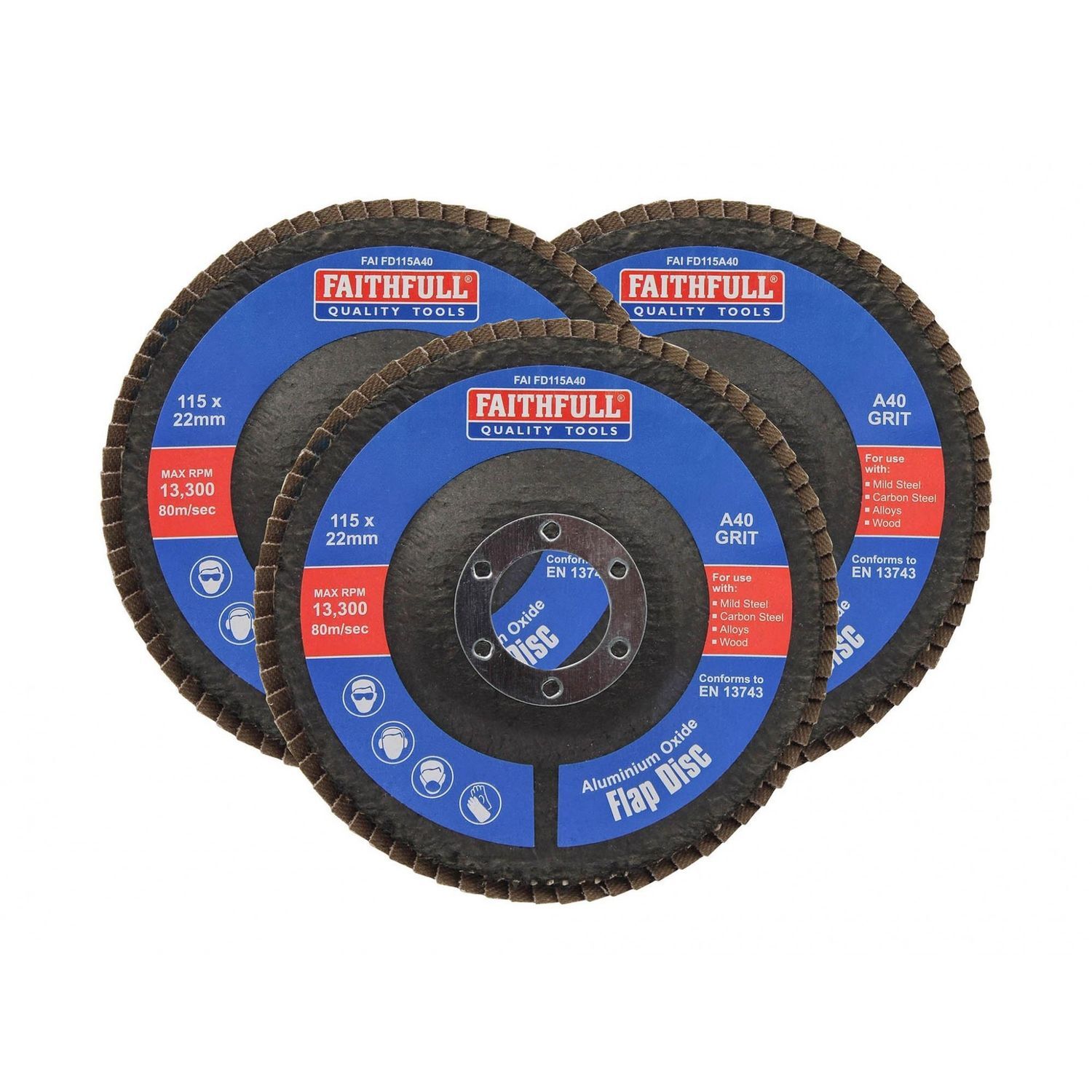 Faithfull Aluminium Oxide Flap Discs E - Multi Colour