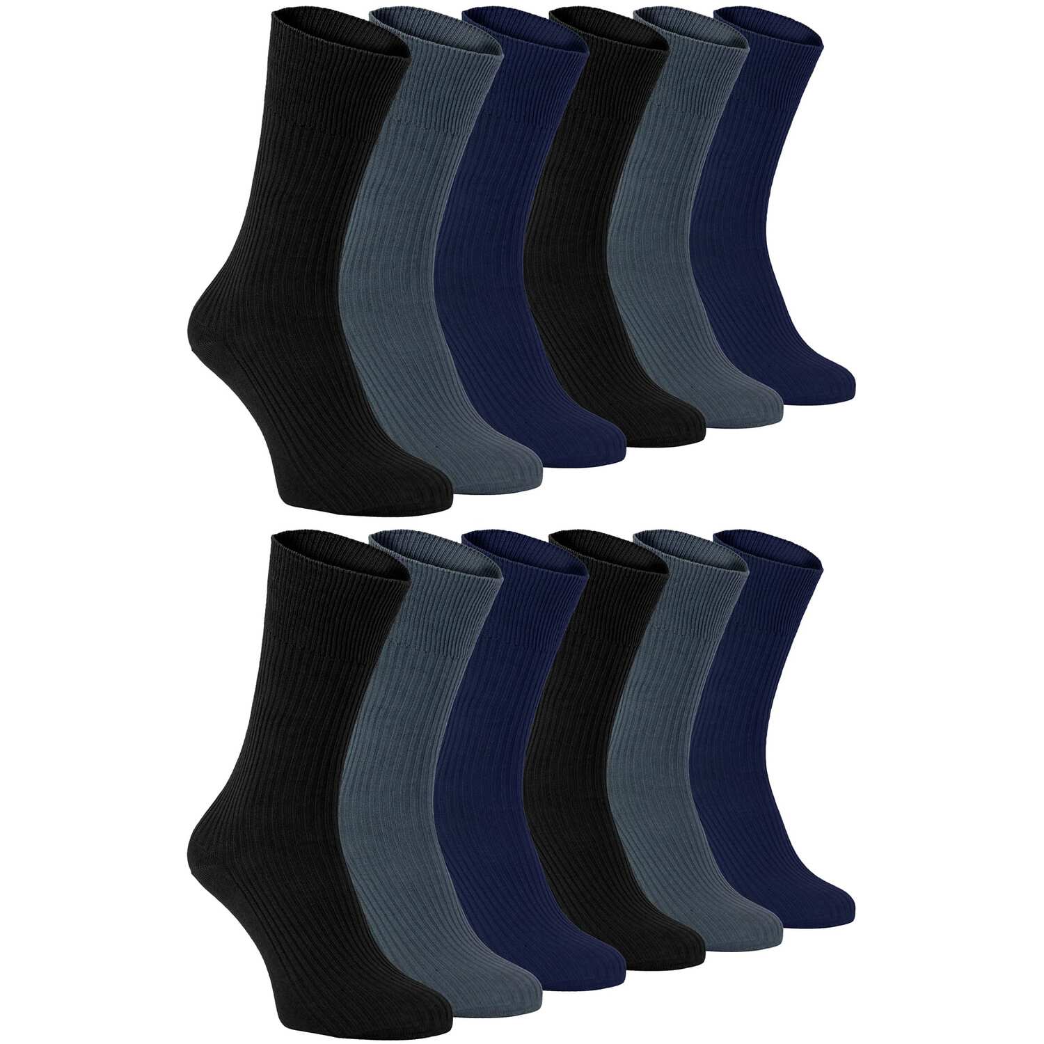 Sock Snob 12 Pair Mens 100% Cotton Diabetic Friendly Socks - Image 3