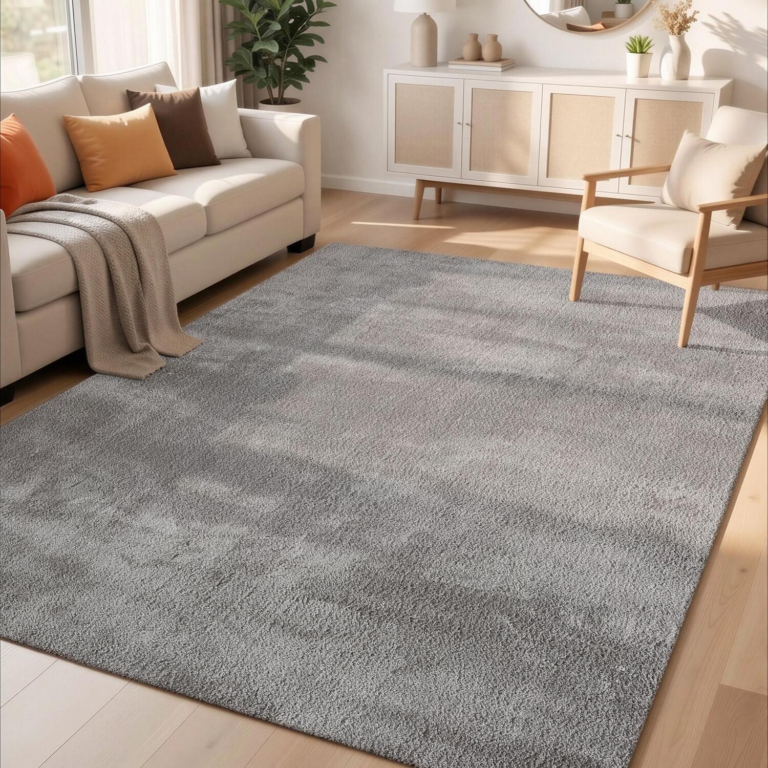 Desire Rugs Comfy Washable Low Pile Living Room Area Rug - Anti-Slip Felt Backing in Dark Grey | Size: 50 cm x 80 cm