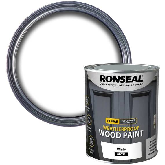 Ronseal 10 Year Weatherproof Gloss 2-in-1 White 750ml
