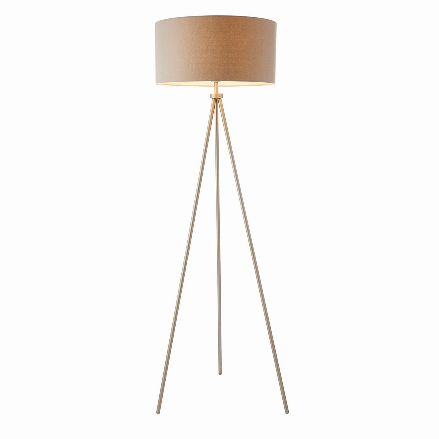 Netlighting Unisex Grey Tri Light Floor Lamp Matt Nickel Linen Effect E27 Size 1 - Image 4