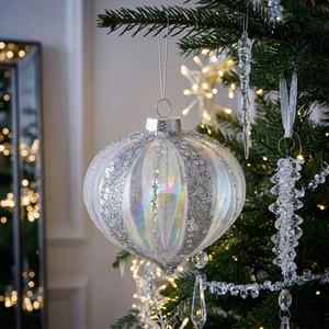 Glitter Striped Bauble with Lustre