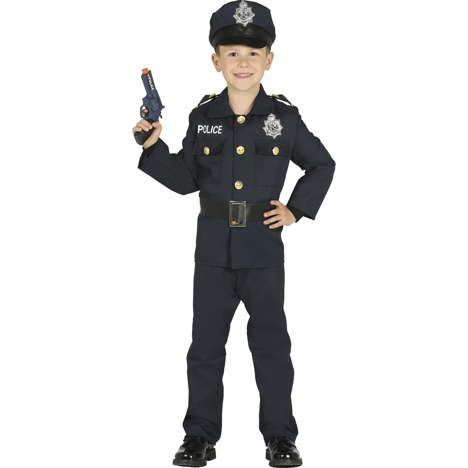 FIESTAS GUIRCA Children's Police Costume Boy - Blue 4 Piece Set for Parties - Image 2