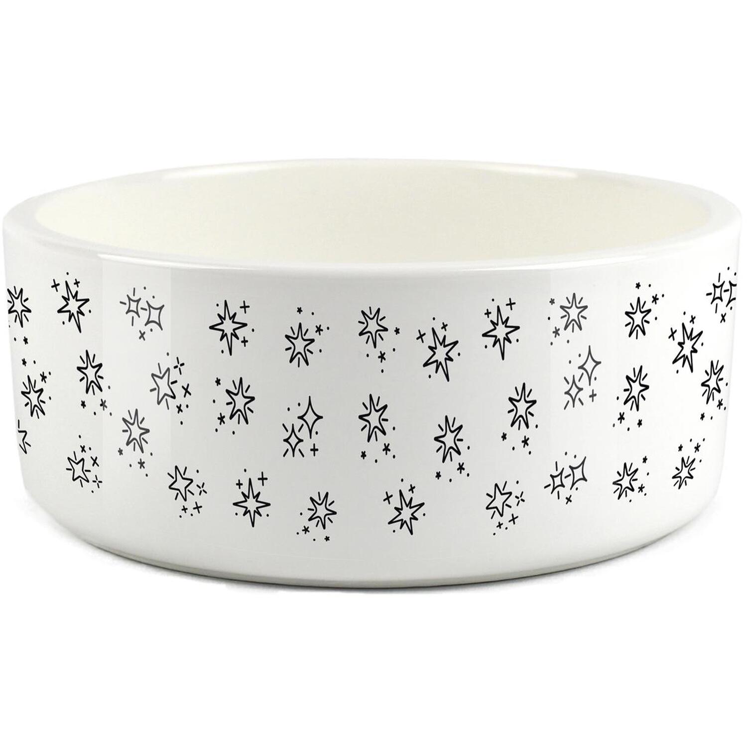 Purely Home Sparkly Stars Large Ceramic Pet Food/Water Bowl