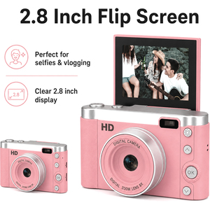 2.8 Inch Flip Screen HD Vlogging Camera with Selfie Mode & USB-C, Pink