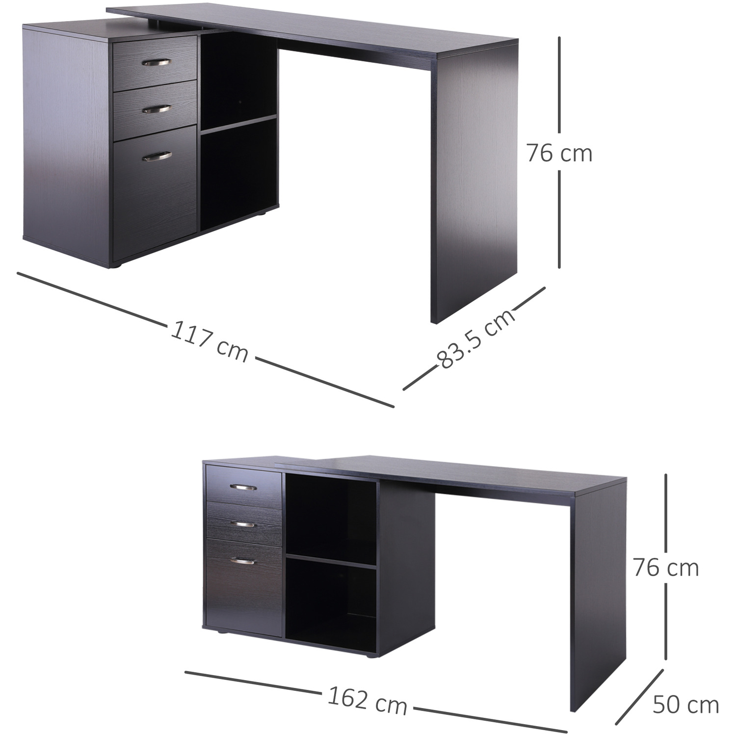 Homcom Computer Desk Table Workstation L Shape - Black