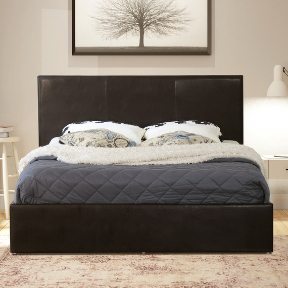 Bilancio Storage Bed Dark Brown Faux Leather 