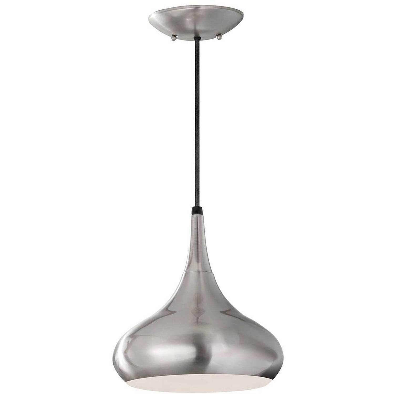 Beso 1 Light Dome Ceiling Pendant Brushed Steel, E27 - Brushed Steel / 25.4cm