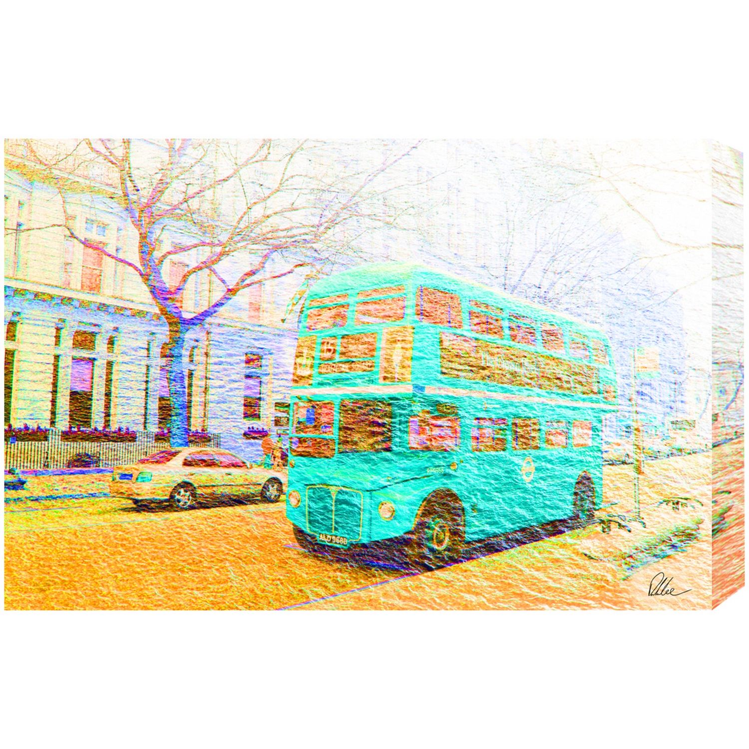 London Bus Green Front Graphic Art on Canvas - Green / 112cm