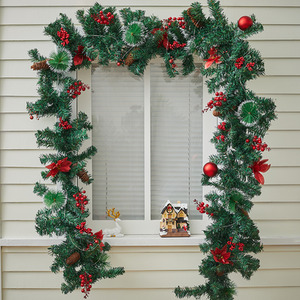 Berry Ball Pine Cone Garland With LED Light