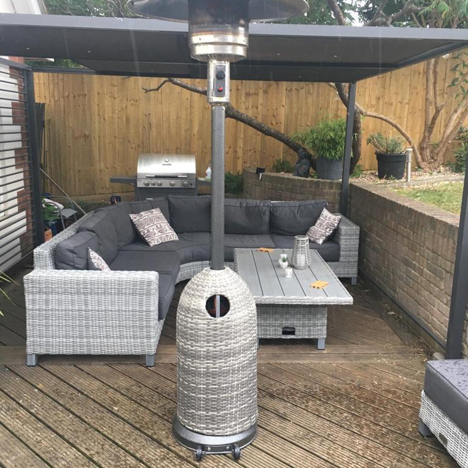 Luxury Heaters - Grey Rattan Gas Patio Metal Garden Heater - Grey thumbnail