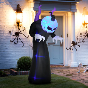 Outsunny Inflatable Halloween Round-Headed Ghost Blow-Up Outdoor Display