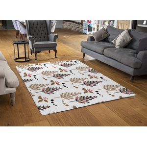 Christmas Tree Holly Leaf Pattern Rug