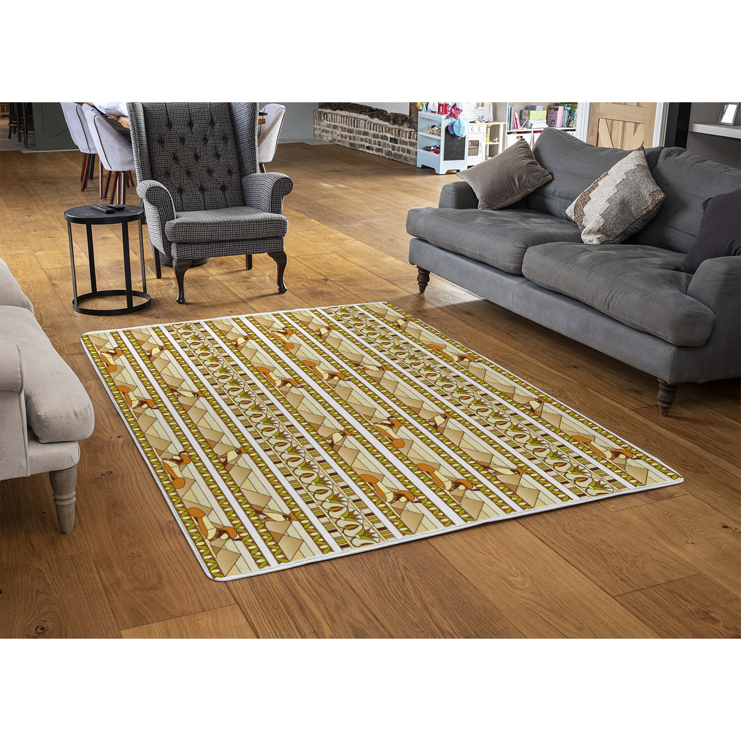 Ornament Of Ancient Egypt To The Frescoes Rug - Yellow / 150cm thumbnail