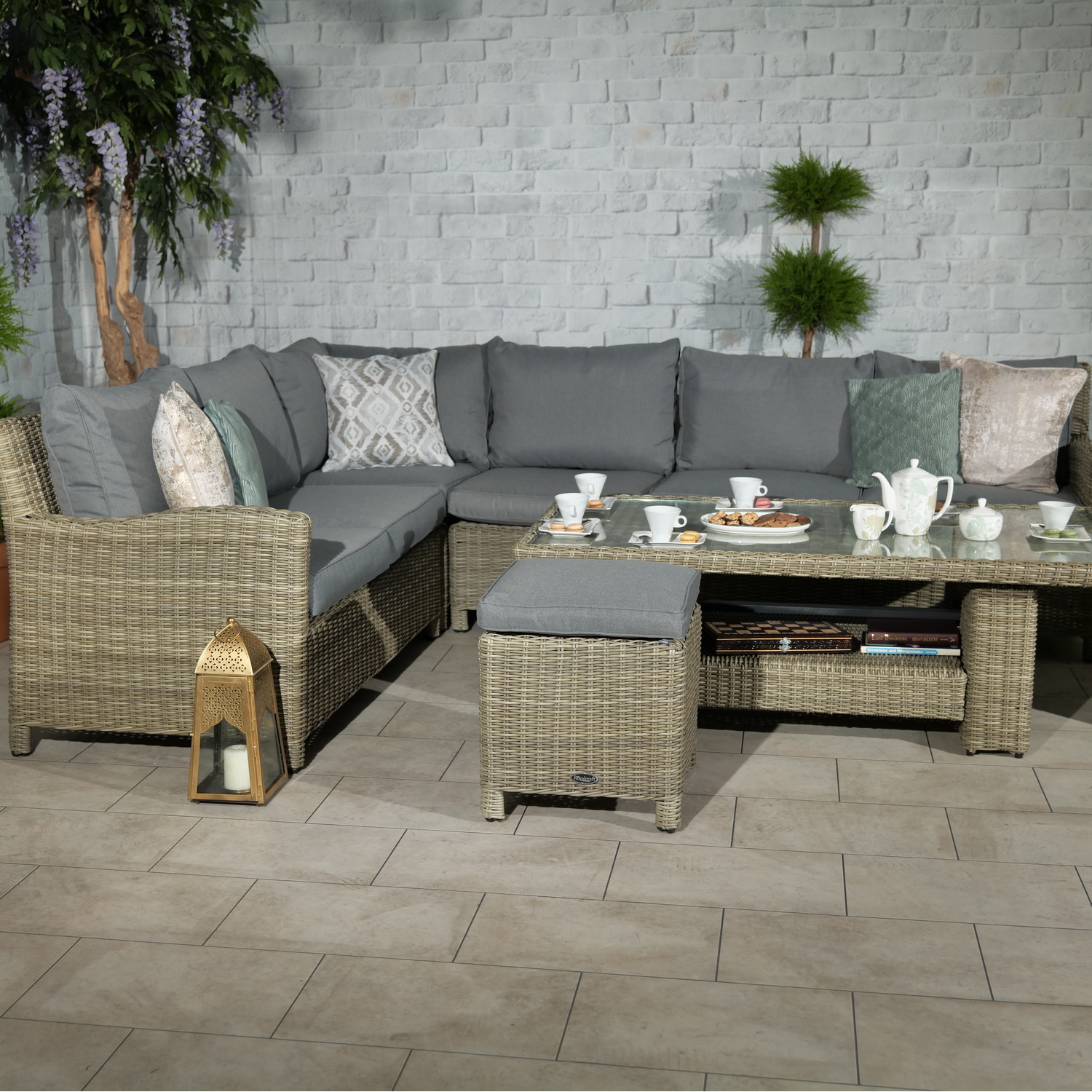 Wentworth 7pc Deluxe Modular Corner Dining Lounging Set - Neutral