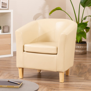 Cream Meriden Vegan Leather Tub Chair shot 2426688