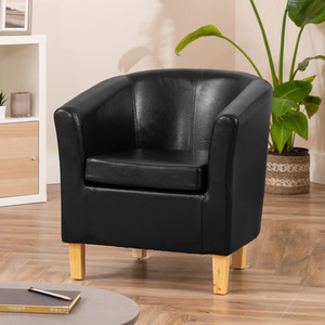 Black Meriden Vegan Leather Tub Chair shot 2426694