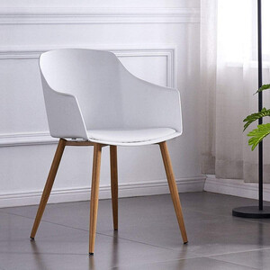 Set of 2 Eden Plastic Dining Chairs with Padded Leather Cushions for Dining Room