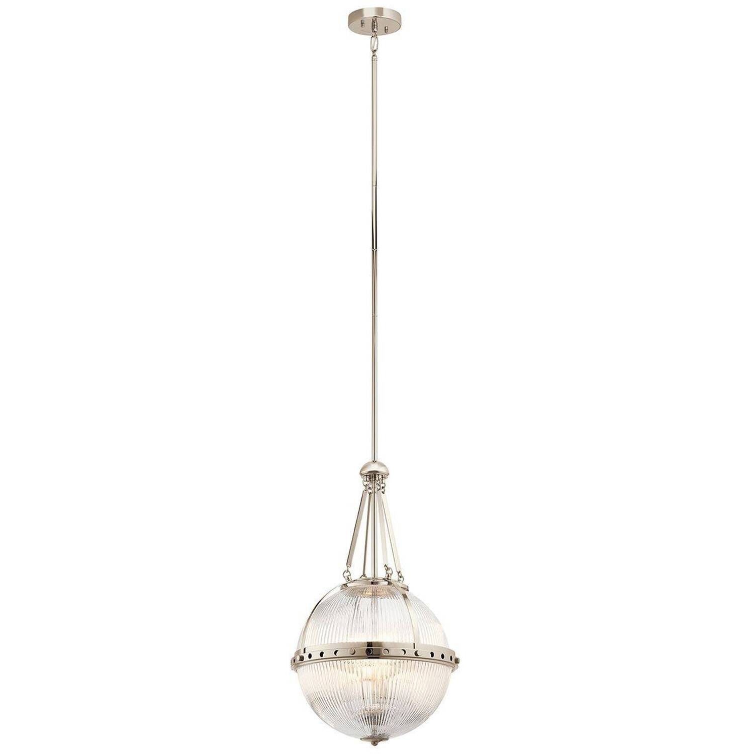 Aster 3 Light Globe Ceiling Pendant Polished Nickel, E14 - Polished Nickel