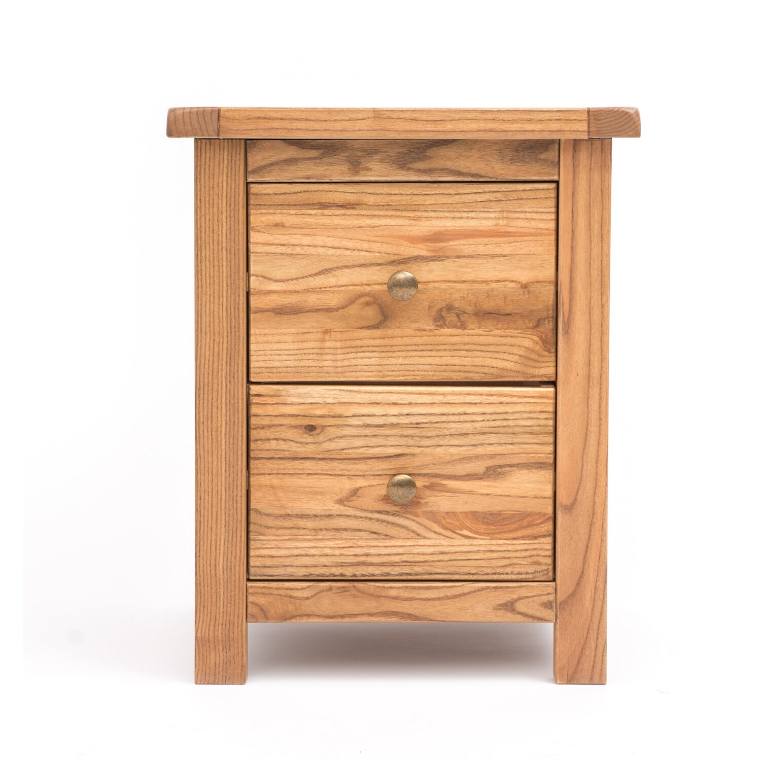Cabinet Bits Trivento 2 Drawer Bedside Table - Light Wood / Brass Knob