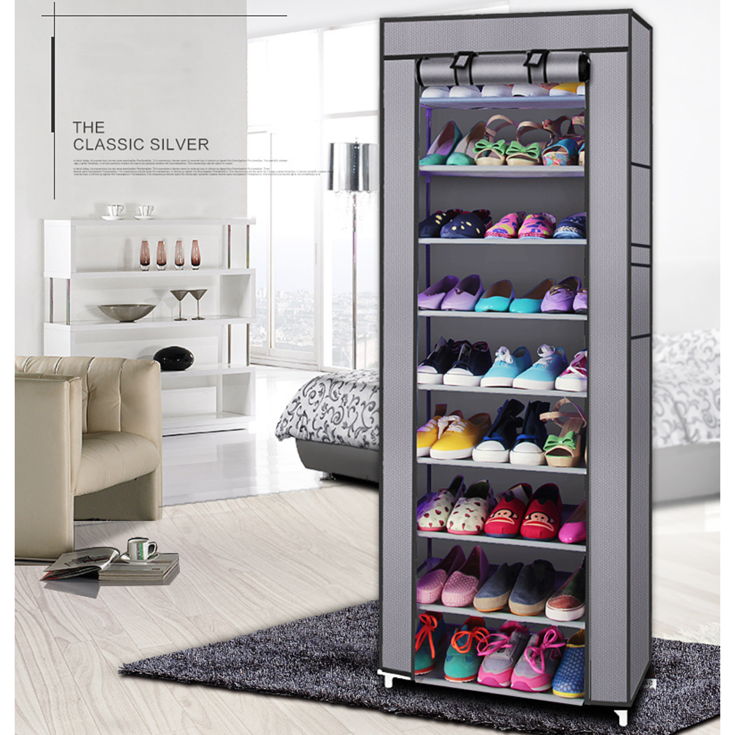 9 Tier Freestanding Shoe Rack Storage Unit