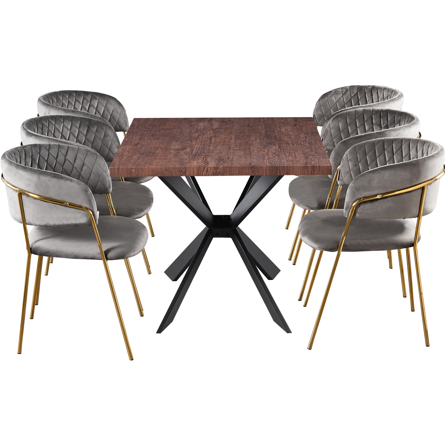 Atarah Duke Lux Modern Dining Set With A Table And Chairs Set Of 6 - Grey
