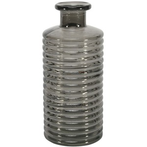 Horizontal Ribbed Glass Bottle Vase