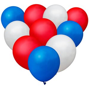 Pack of 100 Red, Blue & White Latex Balloons for all occasions
