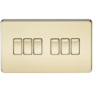 Knightsbridge Screwless 10AX 6G 2-Way Switch - Polished Brass - SF4200PB
