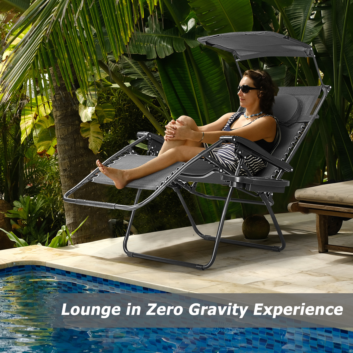 Recliner Mesh Chaise Lounger - Black