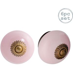 Round Ceramic Cabinet Knobs Pack of 6 Pink