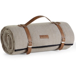 Brown Picnic Blanket with Faux Leather Carry Handle shot 4732756