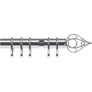 25-28mm Divine End Chrome Metal Curtain Pole Set