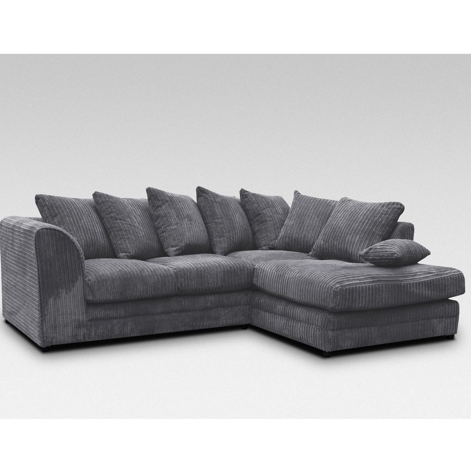 Dylo Jumbo Cord Corner Sofa - Grey / Right-hand thumbnail