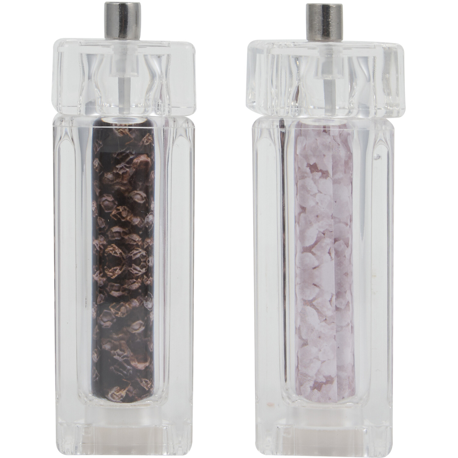 Set of 2 Stockholm Square Salt and Pepper Mills - Clear