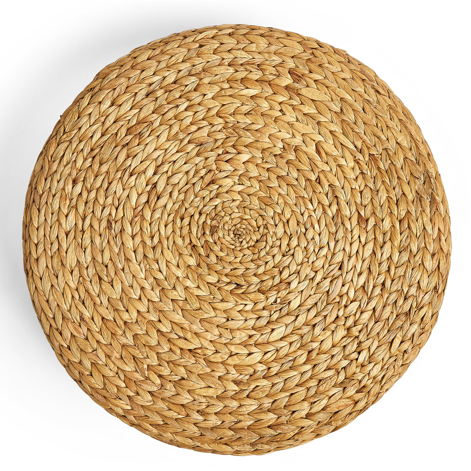 Water Hyacinth Large Woven Pouffe - Beige