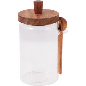 Glass Storage Jar with an Acacia Lid and Spoon