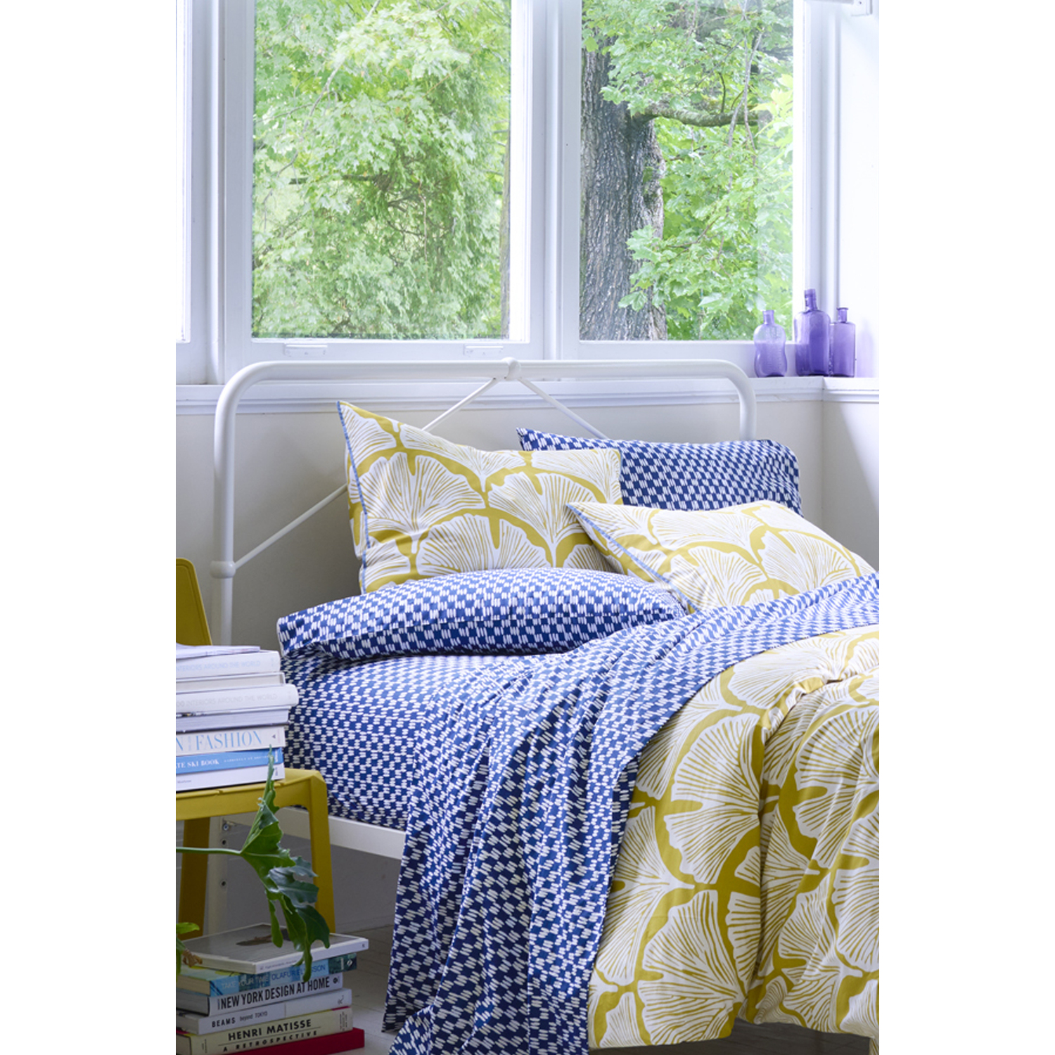 Martex Feather Palm Duvet Cover Set - Yellow Superking