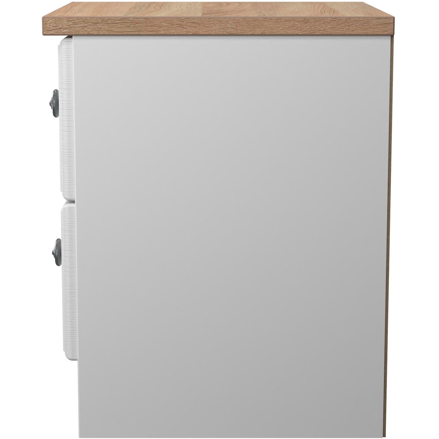 Norfolk Fully Assembled 2 Drawer Bedside Cabinet - White Ash Bardolino Oak